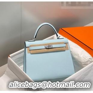 Trendy Design Hermes Epsom Kelly Bag 25cm/28cm in Calfskin Leather H25 Grail Blue/Silver 2023