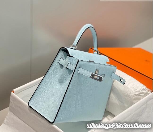 Trendy Design Hermes Epsom Kelly Bag 25cm/28cm in Calfskin Leather H25 Grail Blue/Silver 2023