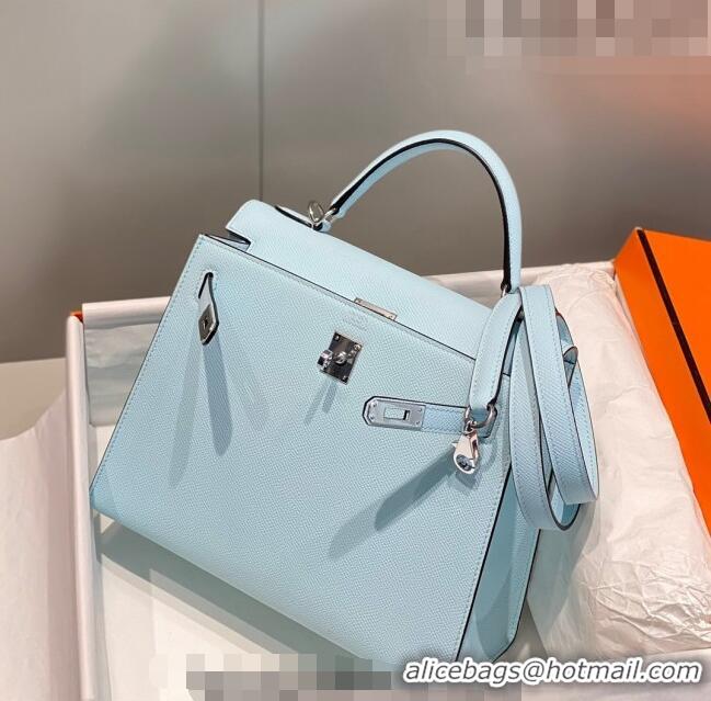 Trendy Design Hermes Epsom Kelly Bag 25cm/28cm in Calfskin Leather H25 Grail Blue/Silver 2023