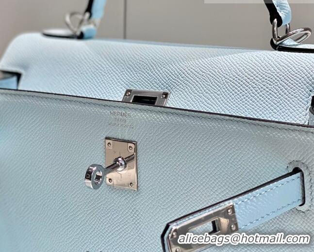 Trendy Design Hermes Epsom Kelly Bag 25cm/28cm in Calfskin Leather H25 Grail Blue/Silver 2023