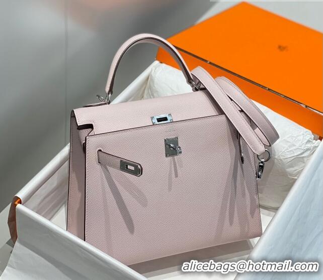 Super Quality Hermes Epsom Kelly Bag 25cm/28cm in Calfskin Leather Dreamy H25 Purple/Silver 2023