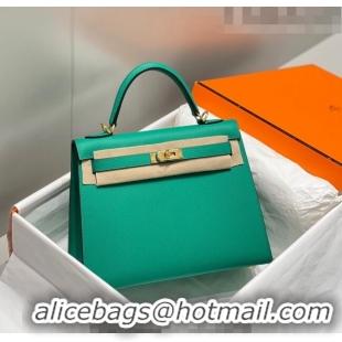 New Fashion Hermes Epsom Kelly Bag 25cm/28cm in Calfskin Leather H25 Emper Green/Gold 2023