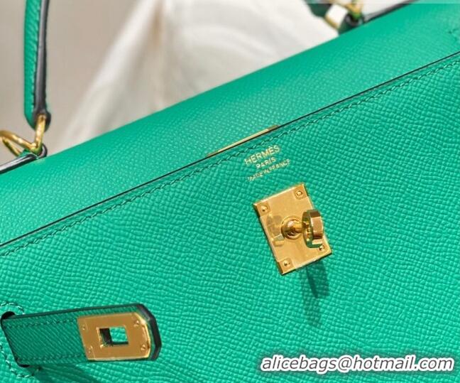 New Fashion Hermes Epsom Kelly Bag 25cm/28cm in Calfskin Leather H25 Emper Green/Gold 2023