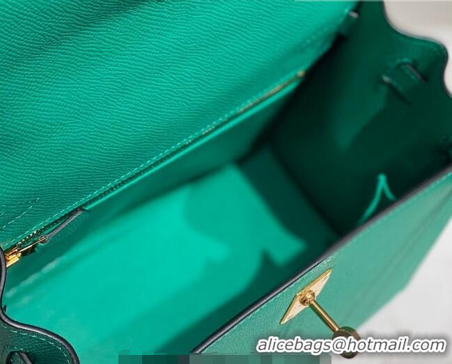 New Fashion Hermes Epsom Kelly Bag 25cm/28cm in Calfskin Leather H25 Emper Green/Gold 2023