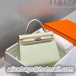 New Style Hermes Epsom Kelly Bag 25cm/28cm in Calfskin Leather H25 Bubble Green/Silver 2023