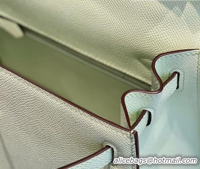 New Style Hermes Epsom Kelly Bag 25cm/28cm in Calfskin Leather H25 Bubble Green/Silver 2023