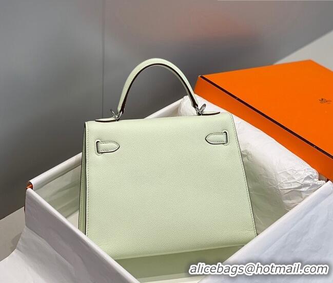 New Style Hermes Epsom Kelly Bag 25cm/28cm in Calfskin Leather H25 Bubble Green/Silver 2023