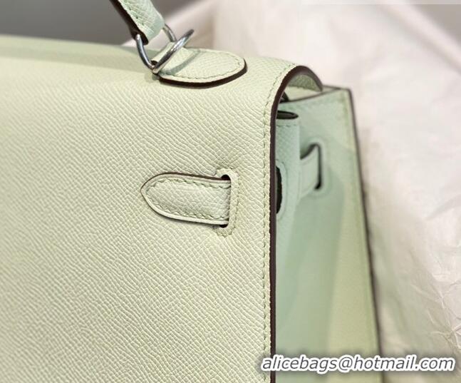 New Style Hermes Epsom Kelly Bag 25cm/28cm in Calfskin Leather H25 Bubble Green/Silver 2023