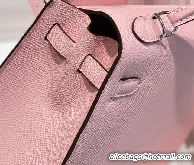 Luxury Cheap Hermes Epsom Kelly Bag 25cm/28cm in Calfskin Leather H25 3Q Pink/Silver 2023