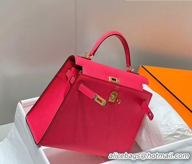 Good Product Hermes Epsom Kelly Bag 25cm/28cm in Calfskin Leather H25 Acme Pink/Gold 2023