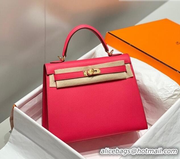 Good Product Hermes Epsom Kelly Bag 25cm/28cm in Calfskin Leather H25 Acme Pink/Gold 2023