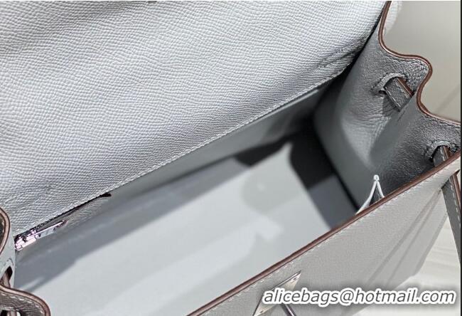 New Design Hermes Epsom Kelly Bag 25cm/28cm in Calfskin Leather H25 Sea Mew Grey/Silver 2023