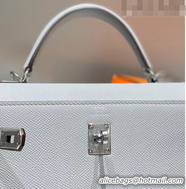 New Design Hermes Epsom Kelly Bag 25cm/28cm in Calfskin Leather H25 Sea Mew Grey/Silver 2023