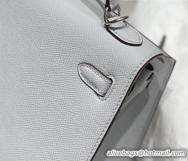 New Design Hermes Epsom Kelly Bag 25cm/28cm in Calfskin Leather H25 Sea Mew Grey/Silver 2023