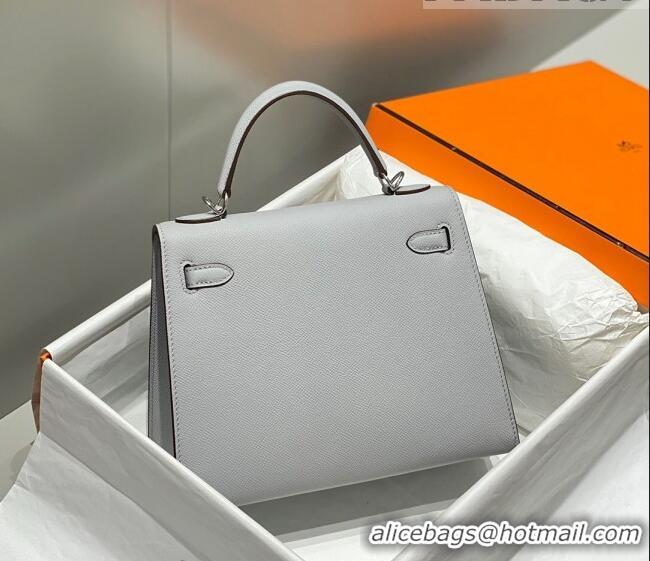 New Design Hermes Epsom Kelly Bag 25cm/28cm in Calfskin Leather H25 Sea Mew Grey/Silver 2023