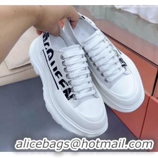 Trendy Design Alexander McQueen Tread Slick Canvas Lace Up Sneakers White/Black 013056