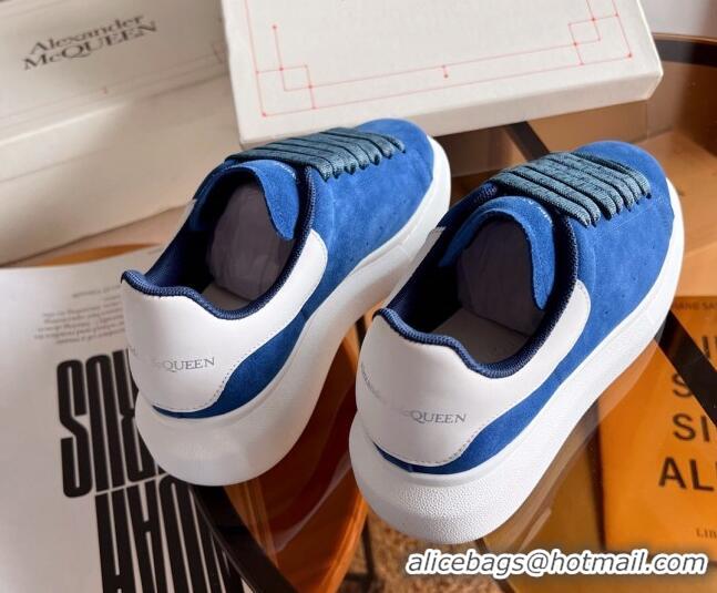 Good Product Alexander McQueen Oversized Sneakers in Blue Suede 228117