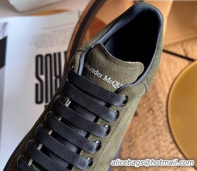 Shop Duplicate Alexander McQueen Oversized Sneakers in Green Suede 228119