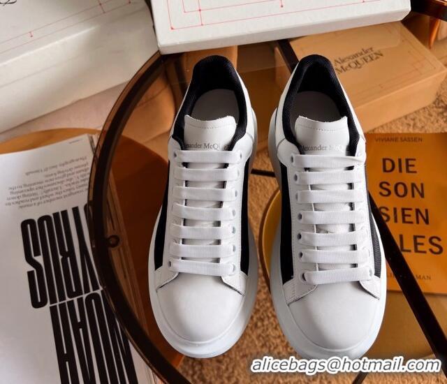 Charming Alexander McQueen Oversized Sneakers in Mesh and Leather White/Black 228124