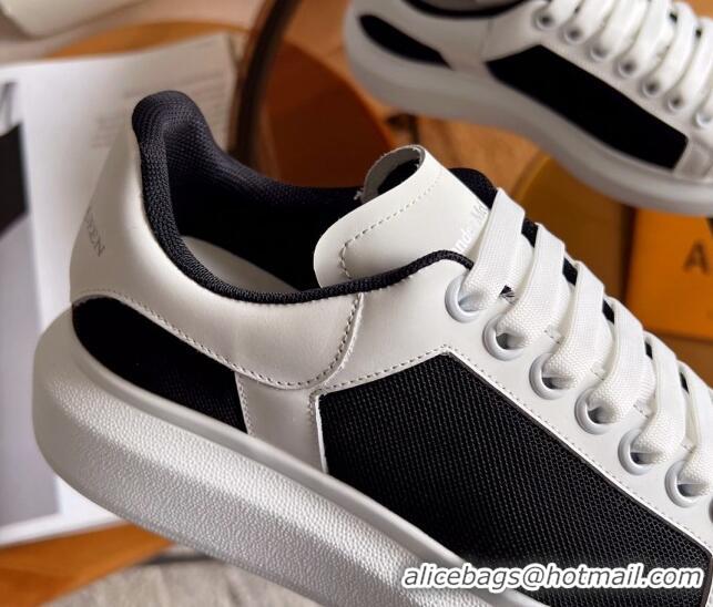 Charming Alexander McQueen Oversized Sneakers in Mesh and Leather White/Black 228124