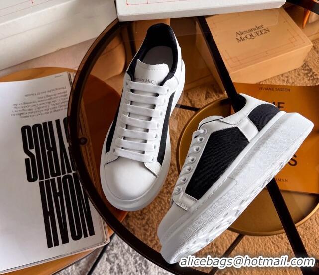 Charming Alexander McQueen Oversized Sneakers in Mesh and Leather White/Black 228124