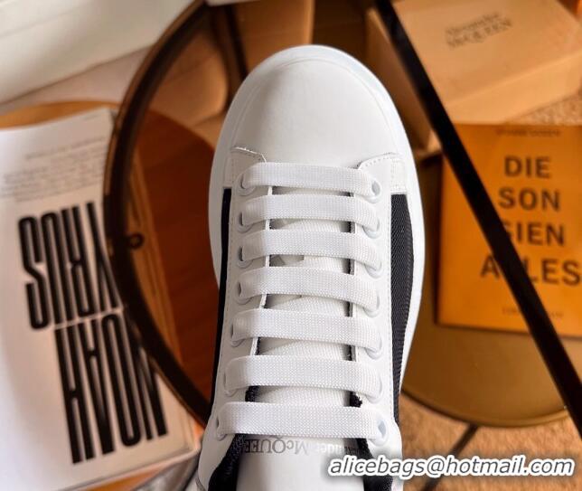 Charming Alexander McQueen Oversized Sneakers in Mesh and Leather White/Black 228124