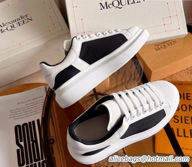 Charming Alexander McQueen Oversized Sneakers in Mesh and Leather White/Black 228124