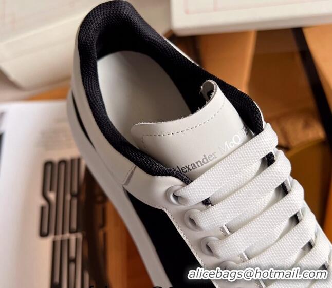 Charming Alexander McQueen Oversized Sneakers in Mesh and Leather White/Black 228124