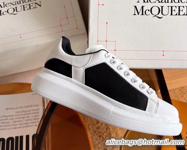 Charming Alexander McQueen Oversized Sneakers in Mesh and Leather White/Black 228124