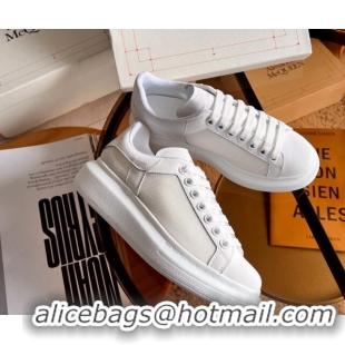 Classic Hot Alexander McQueen Oversized Sneakers in Mesh and Leather All White 228125