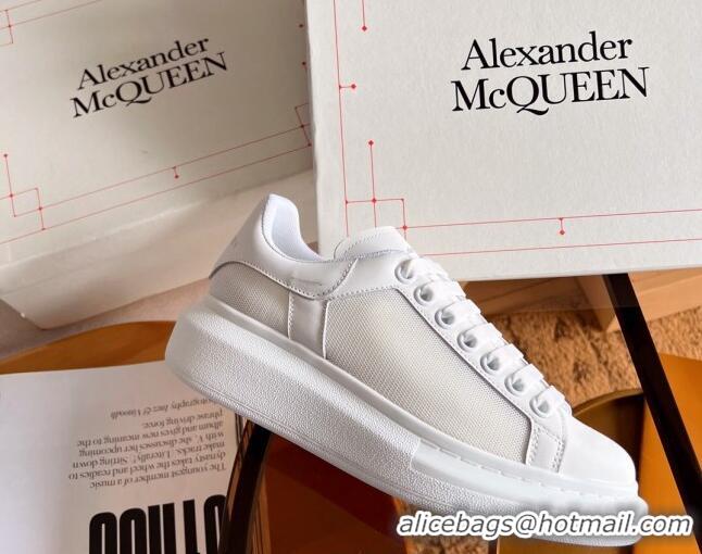 Classic Hot Alexander McQueen Oversized Sneakers in Mesh and Leather All White 228125