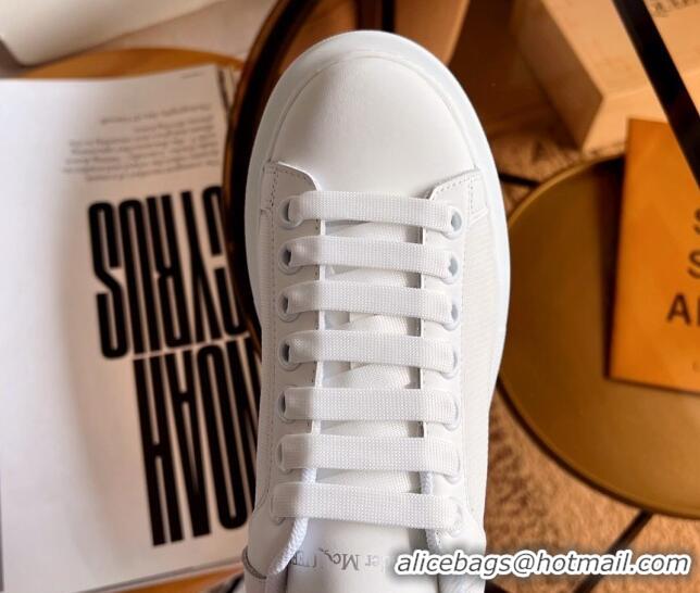 Classic Hot Alexander McQueen Oversized Sneakers in Mesh and Leather All White 228125