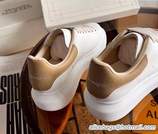 Stylish Alexander McQueen Oversized Sneakers in Mesh and Leather Beige 228127