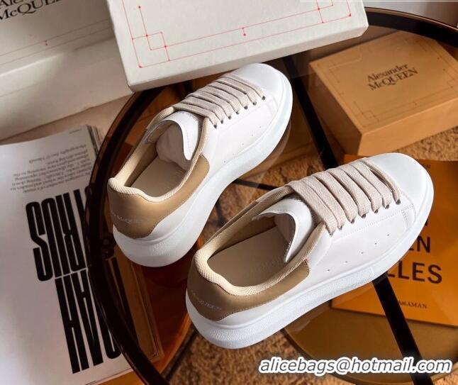 Stylish Alexander McQueen Oversized Sneakers in Mesh and Leather Beige 228127