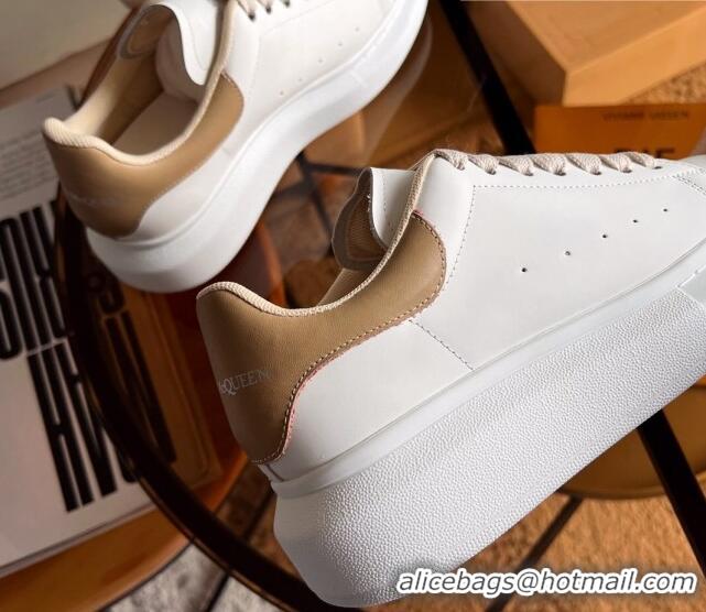 Stylish Alexander McQueen Oversized Sneakers in Mesh and Leather Beige 228127