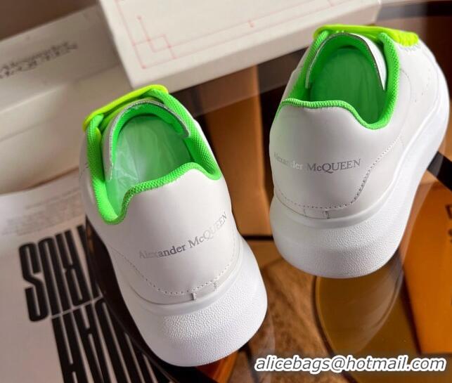 Discount Alexander McQueen Oversized Sneakers in White Calf Leather Green 0228128