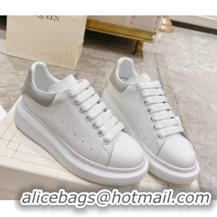 Buy Luxury Alexander McQueen Oversized Sneakers with Stone-embossed Heel White/Light Grey 614083