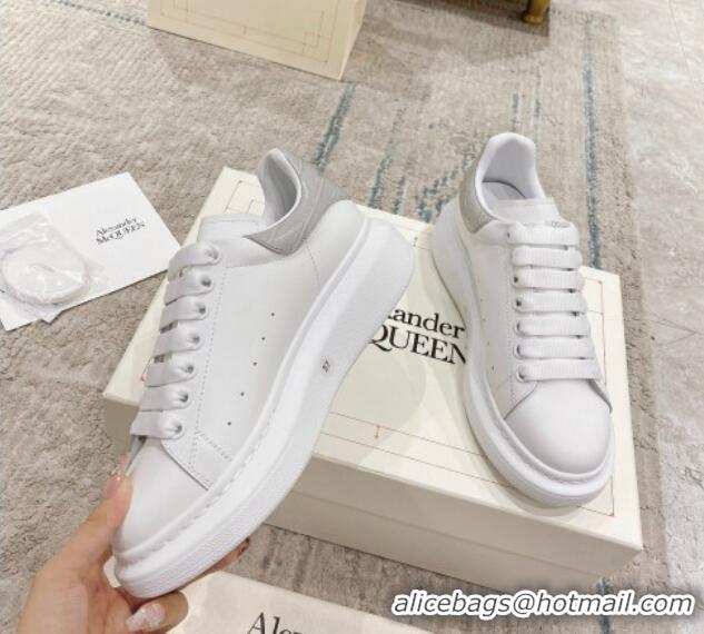 Buy Luxury Alexander McQueen Oversized Sneakers with Stone-embossed Heel White/Light Grey 614083