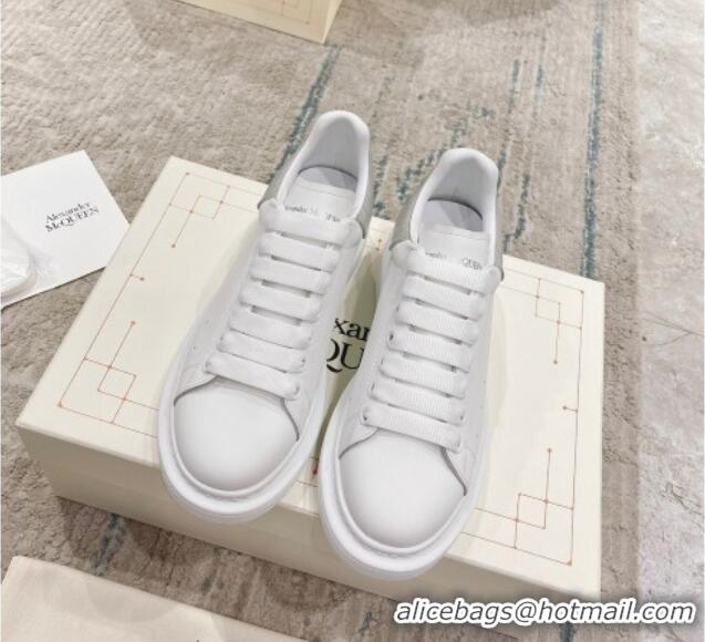 Buy Luxury Alexander McQueen Oversized Sneakers with Stone-embossed Heel White/Light Grey 614083