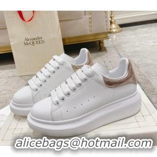 Purchase Alexander McQueen Oversized Sneakers with Stone-embossed Heel White/Rose Gold 614084