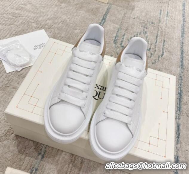 Purchase Alexander McQueen Oversized Sneakers with Stone-embossed Heel White/Rose Gold 614084