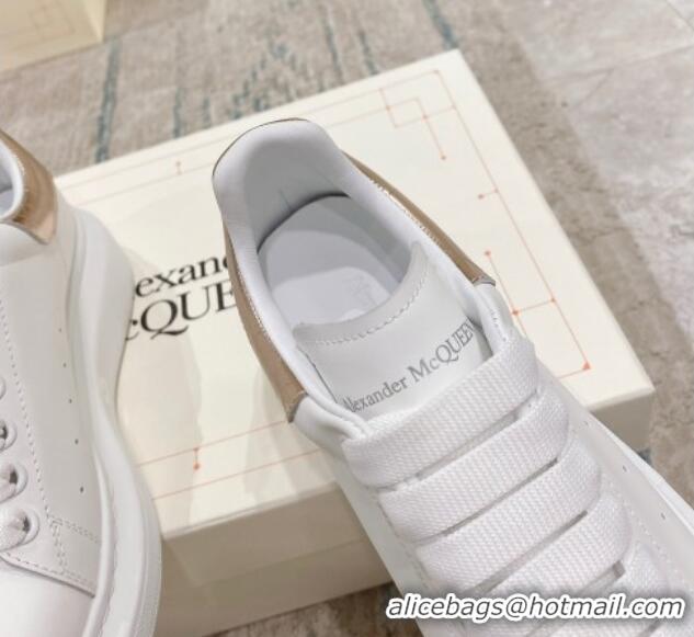 Purchase Alexander McQueen Oversized Sneakers with Stone-embossed Heel White/Rose Gold 614084