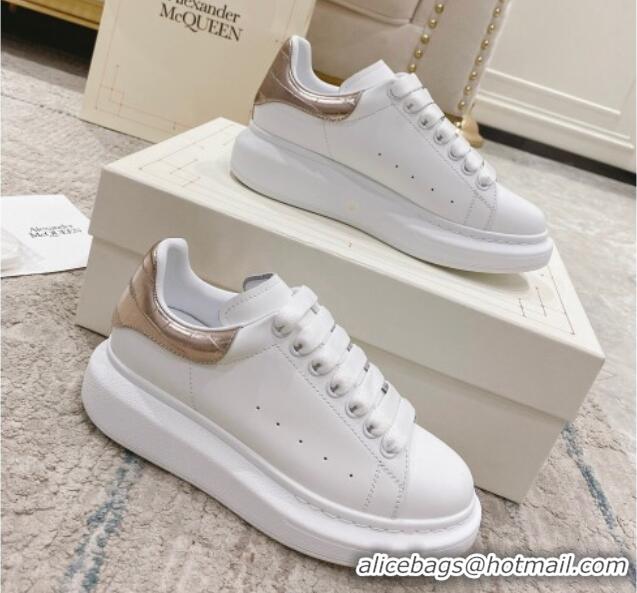 Purchase Alexander McQueen Oversized Sneakers with Stone-embossed Heel White/Rose Gold 614084