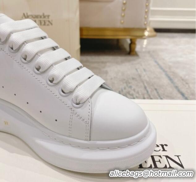 Grade Quality Alexander McQueen Oversized Sneakers with Stone-embossed Heel White/Silver 614086