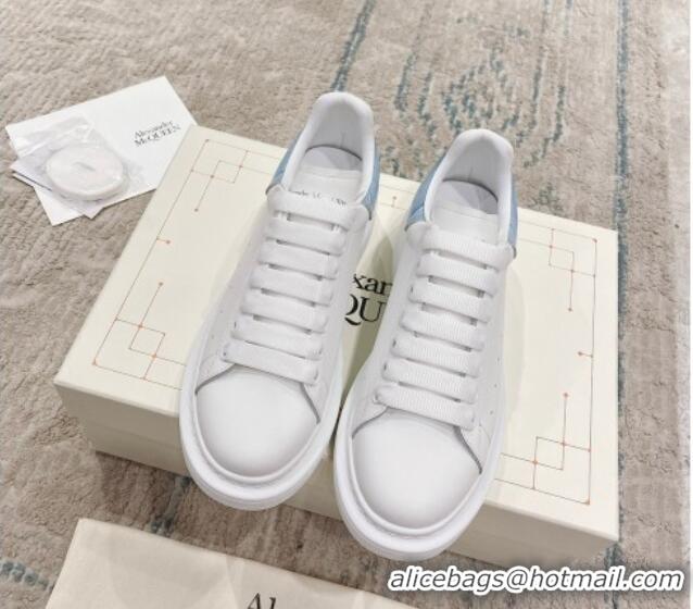 Best Grade Alexander McQueen Oversized Sneakers with Stone-embossed Heel White/Light Blue 614087