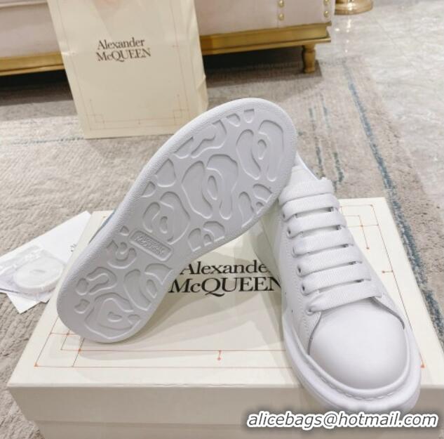 Best Grade Alexander McQueen Oversized Sneakers with Stone-embossed Heel White/Light Blue 614087