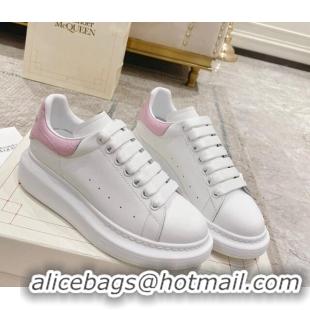 Low Price Alexander McQueen Oversized Sneakers with Stone-embossed Heel White/Light Pink 614088