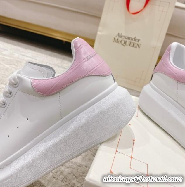 Low Price Alexander McQueen Oversized Sneakers with Stone-embossed Heel White/Light Pink 614088