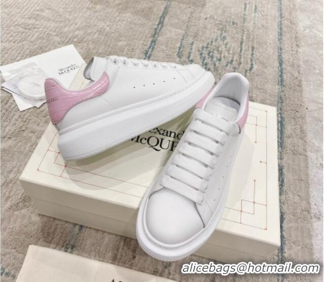 Low Price Alexander McQueen Oversized Sneakers with Stone-embossed Heel White/Light Pink 614088