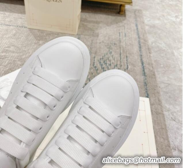 Shop Cheap Alexander McQueen Oversized Sneakers with Stone-embossed Heel White/Cream White 614090